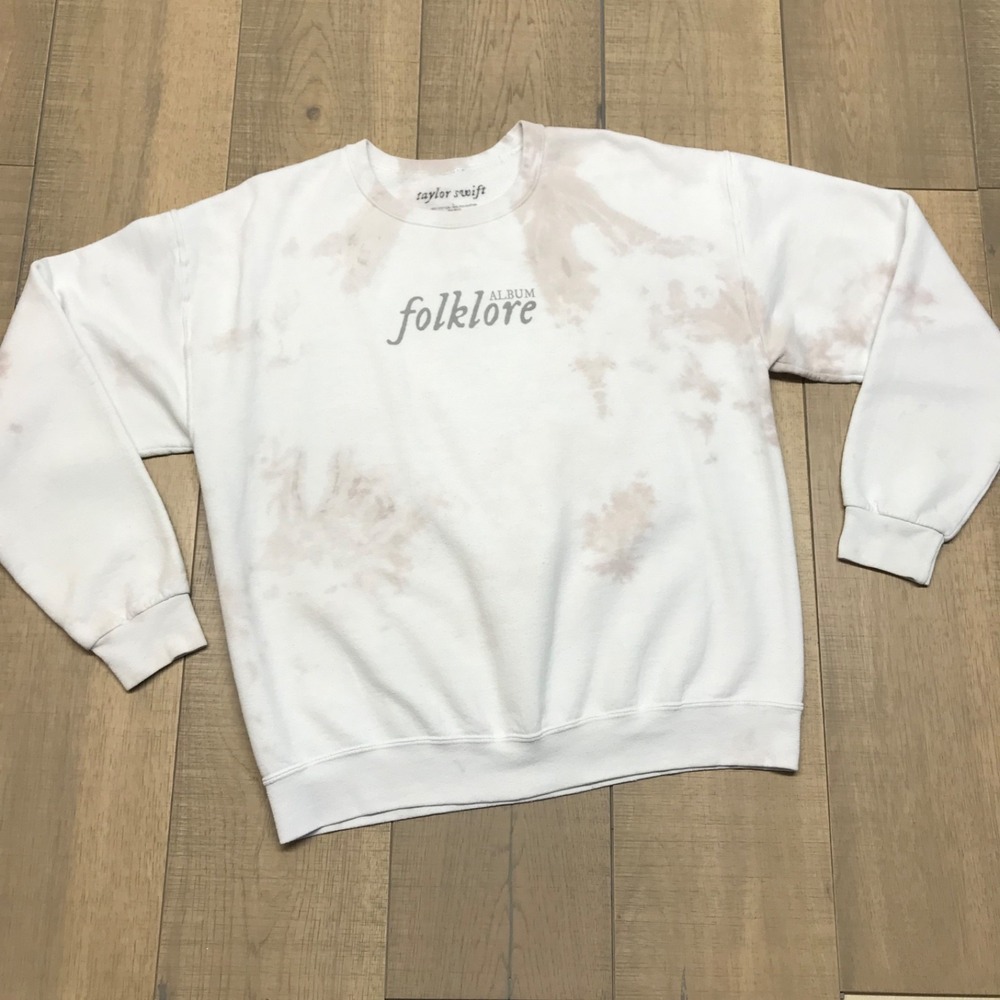 Taylor Swift Folklore Sweatshirt Womens Size L Tie Dye Crewneck Album Swifty